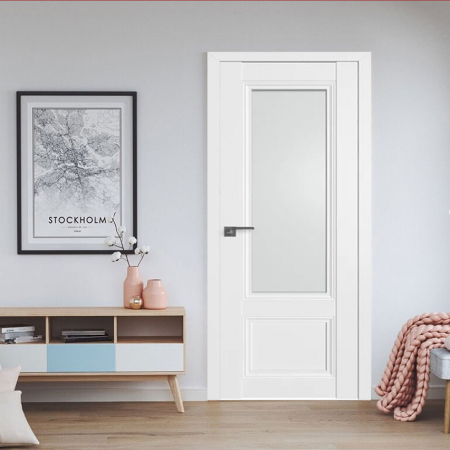 Купить межкомнатные двери VС-2.103 UV-Lack Blanсo, стекло satin  Дверной Бум