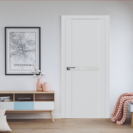 Купити міжкімнатні двері VM - 2.01 UV-lack Blanco, скло satin дверний бум